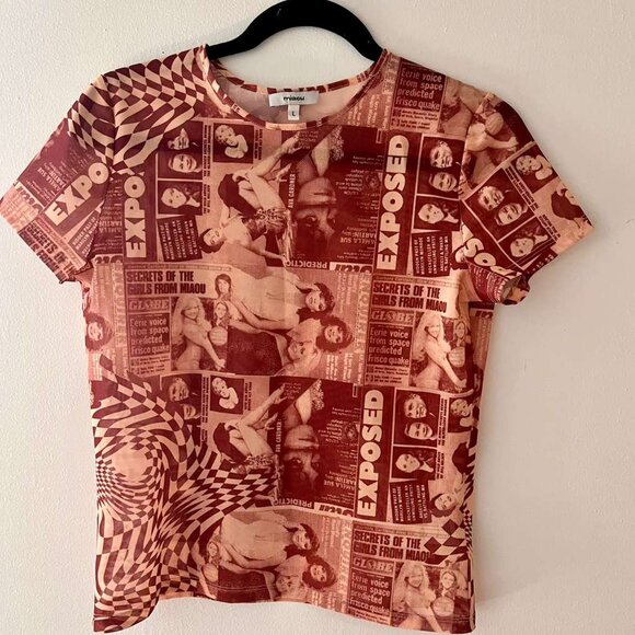 Miaou Mini Tee in Wanted Red Sz L - Picture 5 of 7
